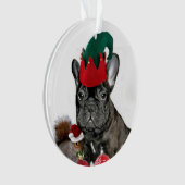Weihnachtsfranzösische Bulldogge Ornament (Vorderseite)