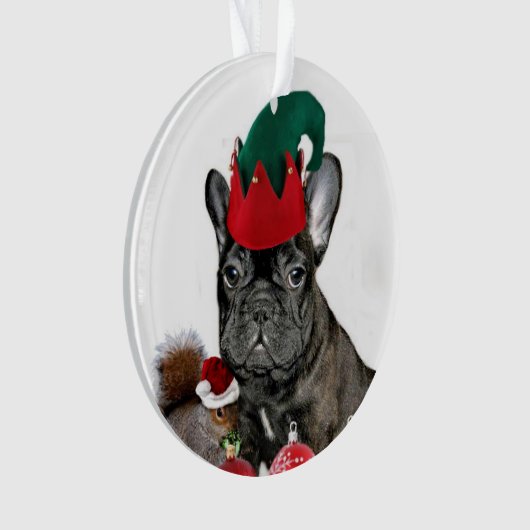 Weihnachtsfranzösische Bulldogge Ornament (Vorderseite)