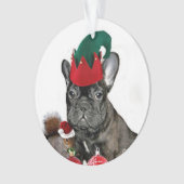 Weihnachtsfranzösische Bulldogge Ornament (Vorderseite)