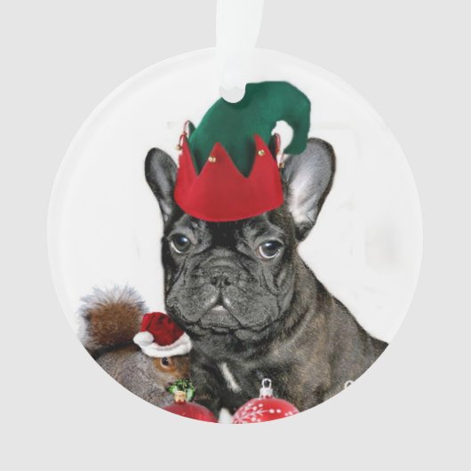 Weihnachtsfranzösische Bulldogge Ornament (Vorderseite)