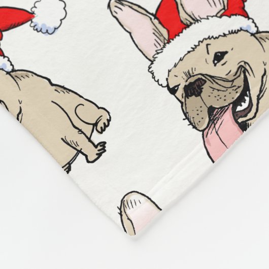 Weihnachtsfranzösische Bulldoggen-Muster Fleecedecke (Ecke)