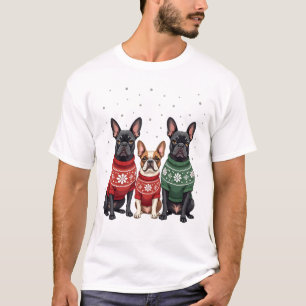 Weihnachtsfranzösische Bulldoggen Xmas Französisch T-Shirt