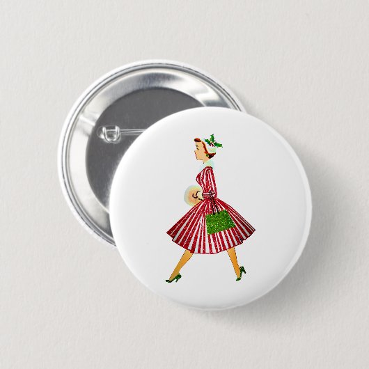 Weihnachtsfrau Button (Vorne & Hinten)