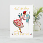 Weihnachtsfrau Frohe Weihnachtsgrüße Feiertagskarte (Stehend Vorderseite)