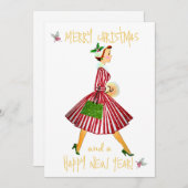 Weihnachtsfrau Frohe Weihnachtsgrüße Feiertagskarte (Vorne/Hinten)