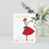 Weihnachtsfrau Frohe Weihnachtsgrüße Postkarte (Stehend Vorderseite)