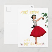 Weihnachtsfrau Frohe Weihnachtsgrüße Postkarte (Vorne/Hinten)