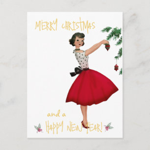 Weihnachtsfrau Frohe Weihnachtsgrüße Postkarte