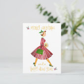 Weihnachtsfrau Frohe Weihnachtsgrüße Postkarte (Stehend Vorderseite)