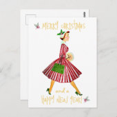 Weihnachtsfrau Frohe Weihnachtsgrüße Postkarte (Vorne/Hinten)