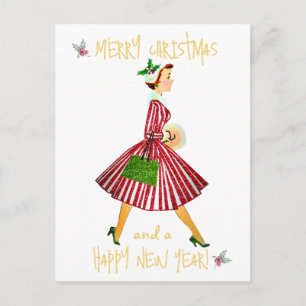 Weihnachtsfrau Frohe Weihnachtsgrüße Postkarte