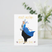 Weihnachtsfrau Frohe Weihnachtsgrüße Postkarte (Stehend Vorderseite)