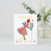 Weihnachtsfrau Frohe Weihnachtsgrüße Postkarte (Stehend Vorderseite)