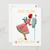 Weihnachtsfrau Frohe Weihnachtsgrüße Postkarte (Vorne/Hinten)