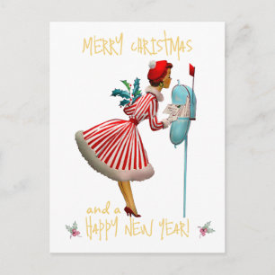 Weihnachtsfrau Frohe Weihnachtsgrüße Postkarte