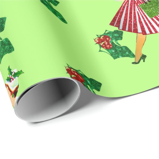 Weihnachtsfrau Geschenkpapier (Rolleneckpunkt)