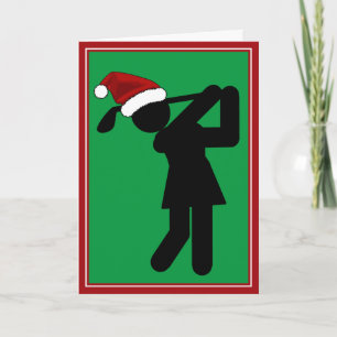 Weihnachtsfrau Golfer - Golf Symbol Feiertagskarte