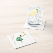 Weihnachtsfrau haucht eine Kerze aus Rechteckiger Pappuntersetzer (Vor Ort)