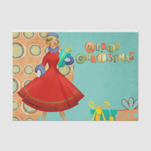 Weihnachtsfrau im Stil der 1950er Jahre mit Gesche Seidenpapier