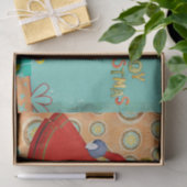 Weihnachtsfrau im Stil der 1950er Jahre mit Gesche Seidenpapier (Geschenk)