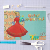 Weihnachtsfrau im Stil der 1950er Jahre mit Gesche Seidenpapier (Handwerk)