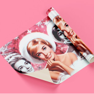 Weihnachtsfrau im Vintage-Stil Geschenkpapier