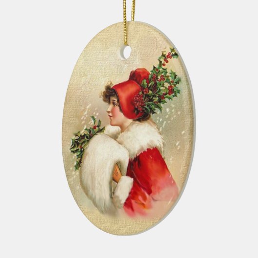 Weihnachtsfrau in Rot Keramikornament (Links)