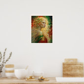 Weihnachtsfrau mit Blond Hair Art Nuevo Poster (Küche)