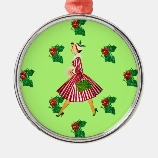 Weihnachtsfrau Ornament Aus Metall (Vorne)