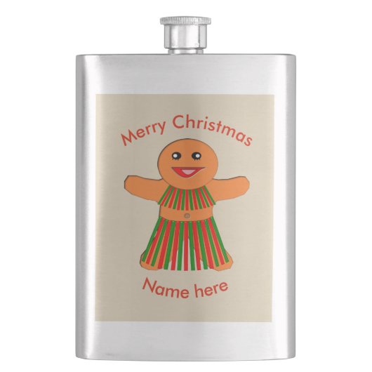 Weihnachtsfrau Party Gingerbread Flachmann (Vorderseite)