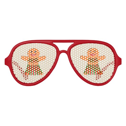 Weihnachtsfrau Party Gingerbread Partybrille (Vorderseite)