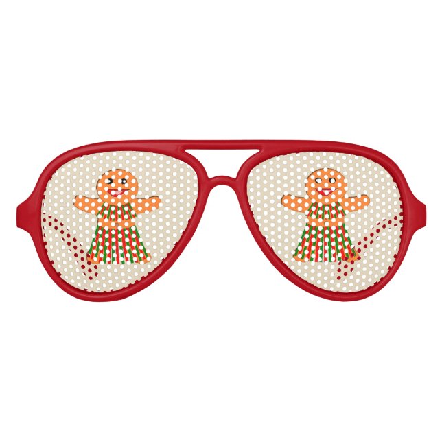 Weihnachtsfrau Party Gingerbread Partybrille (Vorderseite)
