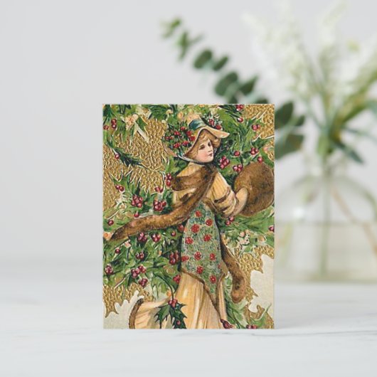 Weihnachtsfrau Postkarte (Stehend Vorderseite)