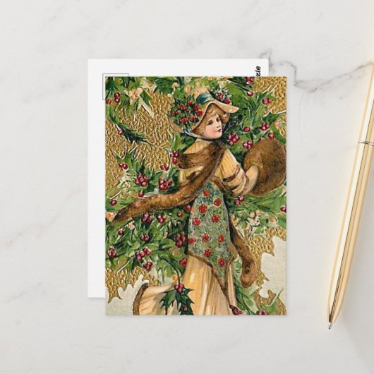 Weihnachtsfrau Postkarte (Vorderseite/Rückseite Beispiel)