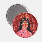 Weihnachtsfrau Rot Magnet (Vorderseite/Rückseite)