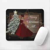 Weihnachtsfrau (roter Kleiderentwurf) Mousepad (Mit Mouse)