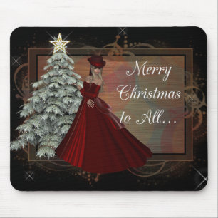 Weihnachtsfrau (roter Kleiderentwurf) Mousepad