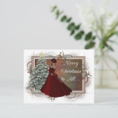 Weihnachtsfrau (rotes Kleid Design) Postkarten (Stehend Vorderseite)