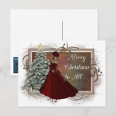 Weihnachtsfrau (rotes Kleid Design) Postkarten (Vorne/Hinten)