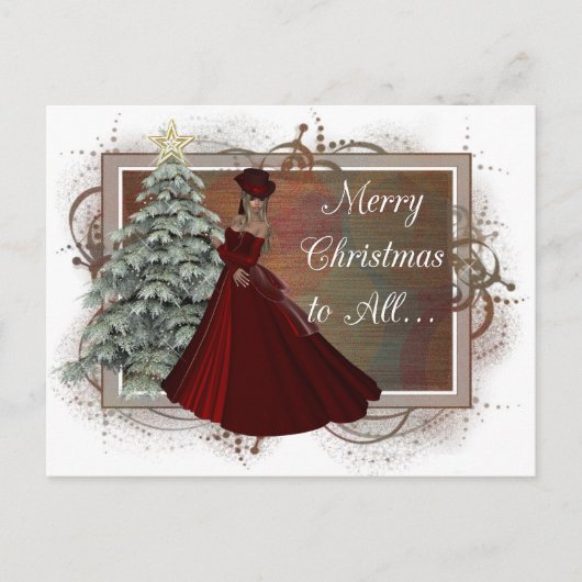 Weihnachtsfrau (rotes Kleid Design) Postkarten (Vorderseite)