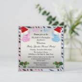 Weihnachtsfrauen-Bears in Weihnachtsmannmützen Einladung (Stehend Vorderseite)