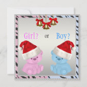 Weihnachtsfrauen-Bears in Weihnachtsmannmützen Einladung (Rückseite)