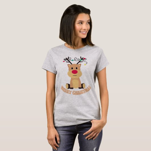 Weihnachtsfrauen Grundlegender T - Shirt in Grau (Vorne ganz)