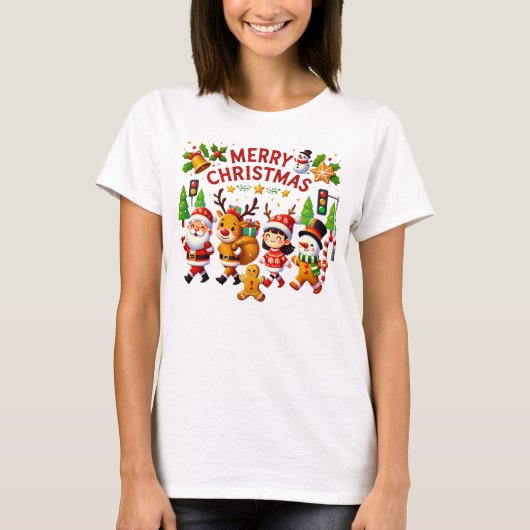 Weihnachtsfrauen und Santa-Shirts T-Shirt (Vorderseite)