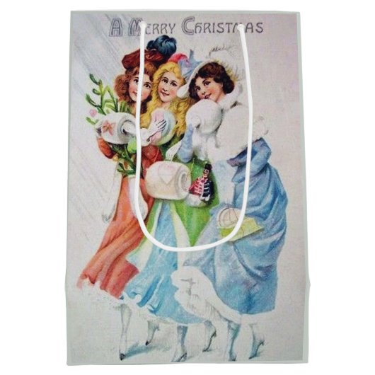 Weihnachtsfrauen Weihnachtsfest Mittlere Geschenktüte (Rückseite)