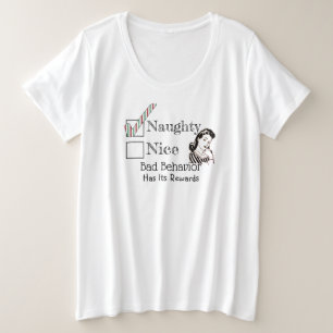Weihnachtsfreche oder Nizza Glitzer-Listen-Retro Große Größe T-Shirt