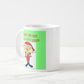 Weihnachtsfrecher Listenmädchen-Weihnachtswitz, Kaffeetasse (Vorderseite Links)
