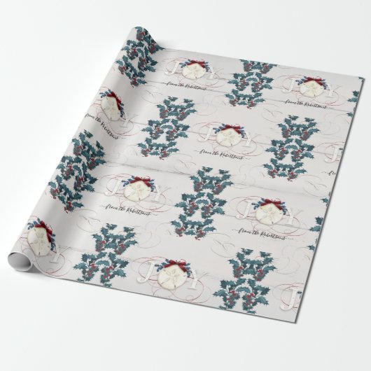 Weihnachtsfreude am Strand Holly Sand Dollar Drift Geschenkpapier (Ungerollt)