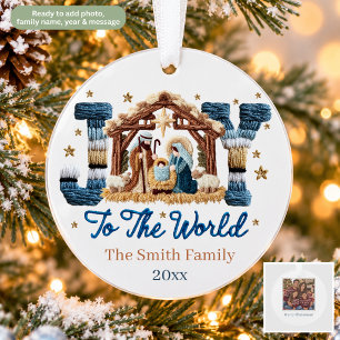 Weihnachtsfreude auf die Welt Personalisierter Wei Ornament