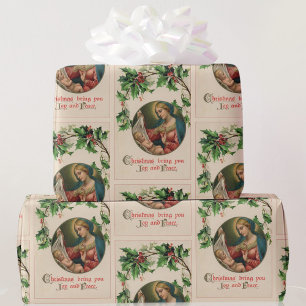 Weihnachtsfreude Baby Jesus Vintage-Karte Reproduk Geschenkpapier